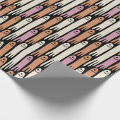 Papier Cadeau Friendly Ghosts in Cream Orange and Pink (Coin)