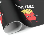 Papier Cadeau Fries de temps drôle Français Fries Pun Dark BG (Coin rond)