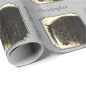 Papier Cadeau Friesian Draft Horse Silver Grey (Coin rond)