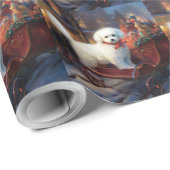 Papier Cadeau Frise de Bichon Frise Festin de Noël (Coin rond)
