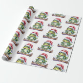 Papier Cadeau Frog à la mode Santa Hat Noël (Déroulé)