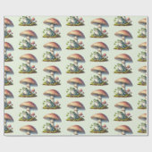 Papier Cadeau Frog Under a Mushroom Cute Nature Pattern (Plat)