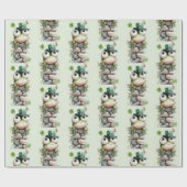 Papier Cadeau Frog with Green Hat and Shamrock Cute Pattern (Plat)