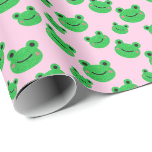 Papier Cadeau Froggy rose Fille Anniversaire Fête Mignonne crapa