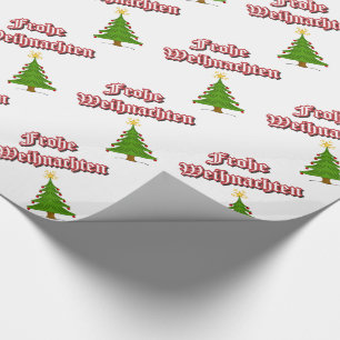 Papier Cadeau Frohe Weihnachten avec arbres