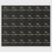 Papier Cadeau Frohe Weihnachten Elegant Black Gold Script allema (Plat)