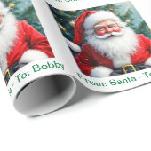 Papier Cadeau From Santa Add Child's Name A Special Christmas (Coin rond)