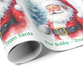 Papier Cadeau From Santa Claus Add Child's Name Christmas Roll (Coin rond)
