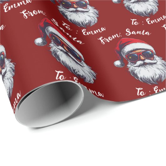 Papier Cadeau From Santa Claus Gift Wrap, Custom Santa Name (Coin rond)