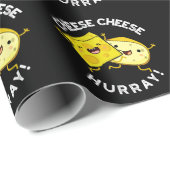 Papier Cadeau Fromage Hurray Funny Cheese Pun Dark BG (Coin rond)