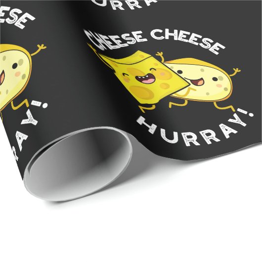 Papier Cadeau Fromage Hurray Funny Cheese Pun Dark BG (Coin rond)