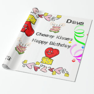 Papier Cadeau Fromage Rouge Coeur Joyeux Anniversa