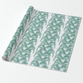 Papier Cadeau Frondes de palmier en bleu et vert (Déroulé)