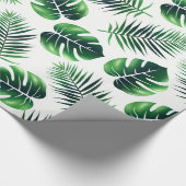 Papier Cadeau Frondes de paume d'île et feuille tropicales (Coin)