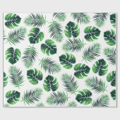 Papier Cadeau Frondes de paume d'île et feuille tropicales (Plat)