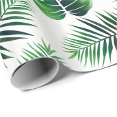 Papier Cadeau Frondes de paume d'île et feuille tropicales (Coin rond)