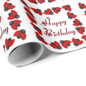 Papier Cadeau frontière de Ladybugs (Coin rond)