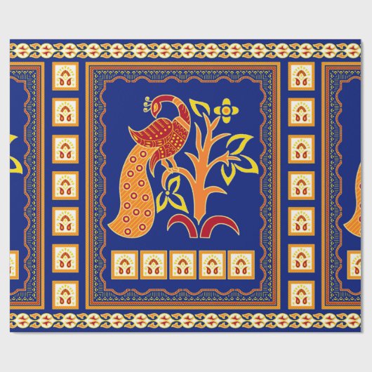 Papier Cadeau Frontière indienne traditionnelle sans couture ave (Plat)