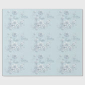 Papier Cadeau Frosty Blue Snowflakes Joyeuses Fêtes (Plat)