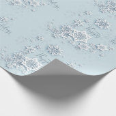 Papier Cadeau Frosty Blue Snowflakes Joyeuses Fêtes (Coin)