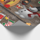 Papier Cadeau Frosty Le Snowman Noël cheminée Bas (Coin)