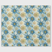 Papier Cadeau Frozen Elegance Blue and Gold Snowflake (Plat)