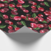 Papier Cadeau Fruit cerise sur noir (Coin)