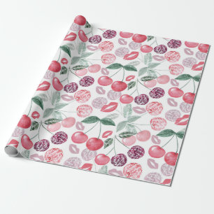 Papier Cadeau Fruit de cerise rouge élégant