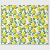 Papier Cadeau Fruit de citron frais Floral (Plat)