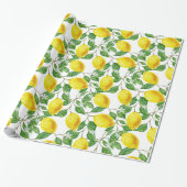 Papier Cadeau Fruit de citron frais Floral (Déroulé)