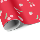 Papier Cadeau Fruit de Fruit de Cerise Rose Motif Rouge (Coin rond)