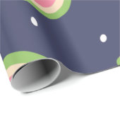 Papier Cadeau Fruit de pastèque moderne bleu vert d'anniversaire (Coin rond)