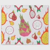 Papier Cadeau Fruit dragon blanc et jaune (Plat)