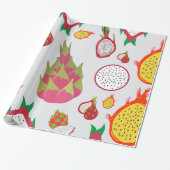 Papier Cadeau Fruit dragon blanc et jaune (Déroulé)