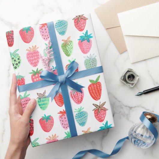 Papier Cadeau Fruit fraise d'anniversaire | Papier à enveloppeme (Cadeaux)