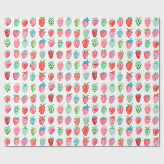Papier Cadeau Fruit fraise d'anniversaire | Papier à enveloppeme (Plat)
