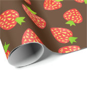 Papier Cadeau Fruit Motif de fraises Plutôt Brown ou personnalis (Coin rond)