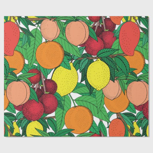 Papier Cadeau Fruit seamless pattern, hand drawn sketch, orange, (Plat)