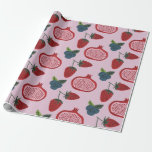 Papier Cadeau Fruit Strawberry Blue berry Pattern Cute Summer<br><div class="desc">This pattern shows strawberry,  blueberry and pomegranate fruit. For everyone who loves eating healthy and being vegan or vegeterian. Ideal birthday,  thanksgiving or christmas gift for men and women.</div>