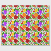 Papier Cadeau Fruits Colorés d'Été  (Plat)