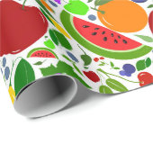 Papier Cadeau Fruits Colorés d'Été  (Coin rond)