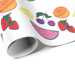 Papier Cadeau Fruits colorés Motif d'été, Cool