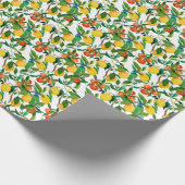 Papier Cadeau Fruits d'agrumes, motif d'aquarelle vibrante. (Coin)