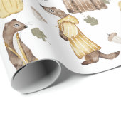 Papier Cadeau Fruits d'automne doux, Bottes de pluie, Citrouille (Coin rond)