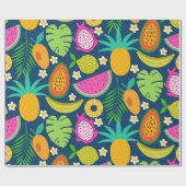 Papier Cadeau Fruits de banane ananas tropicale pastèque  (Plat)