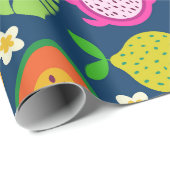 Papier Cadeau Fruits de banane ananas tropicale pastèque  (Coin rond)