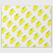Papier Cadeau Fruits de citrons jaunes Aquarelle Citrus Rustique (Plat)