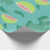 Papier Cadeau Fruits de goyave tropicaux et verdure Turquoise ro (Coin)
