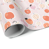 Papier Cadeau Fruits de pomme, abstrait, motif d'été (Coin rond)