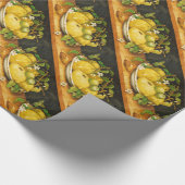 PAPIER CADEAU FRUITS DE SAISON LÉMONS ET FLEURS BLANCHES (Coin)